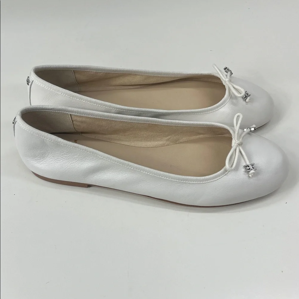 New Sam Edelman Womens Felicia Luxe White Leather Slip-On Ballet Flats Size 10 - Picture 2 of 6